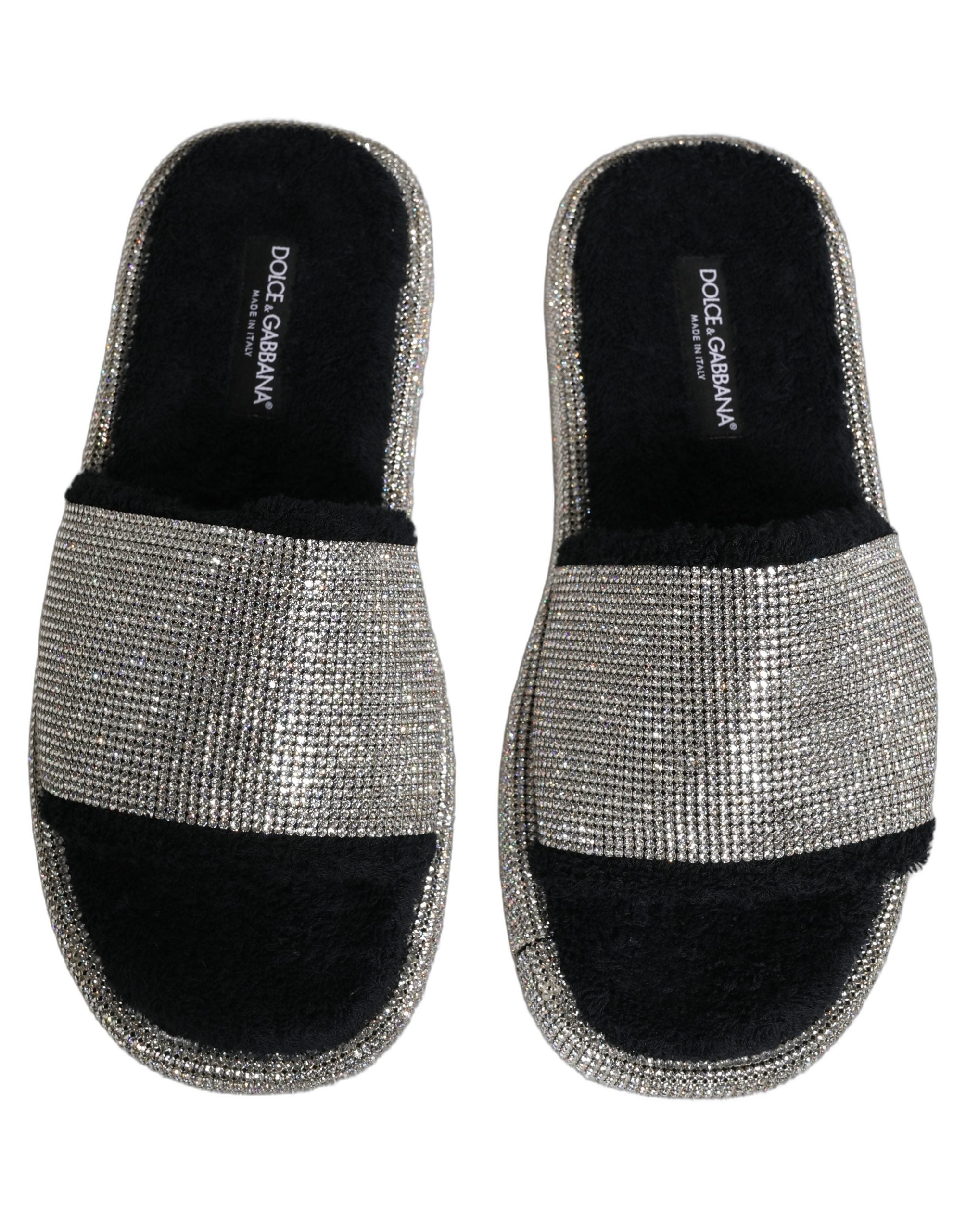 Dolce & Gabbana Dolce & Gabbana Black Crystal Embellished Platform Men Slides Men's Shoes