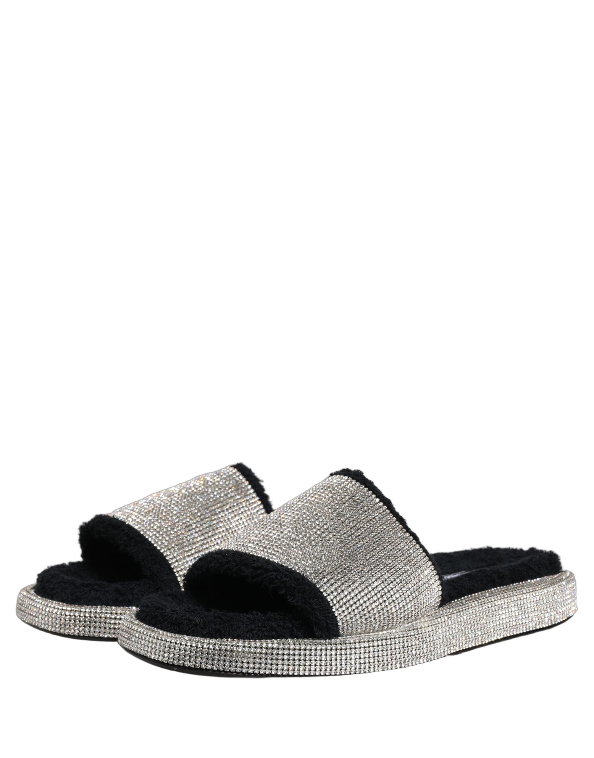 Dolce & Gabbana Dolce & Gabbana Black Crystal Embellished Platform Men Slides Men's Shoes