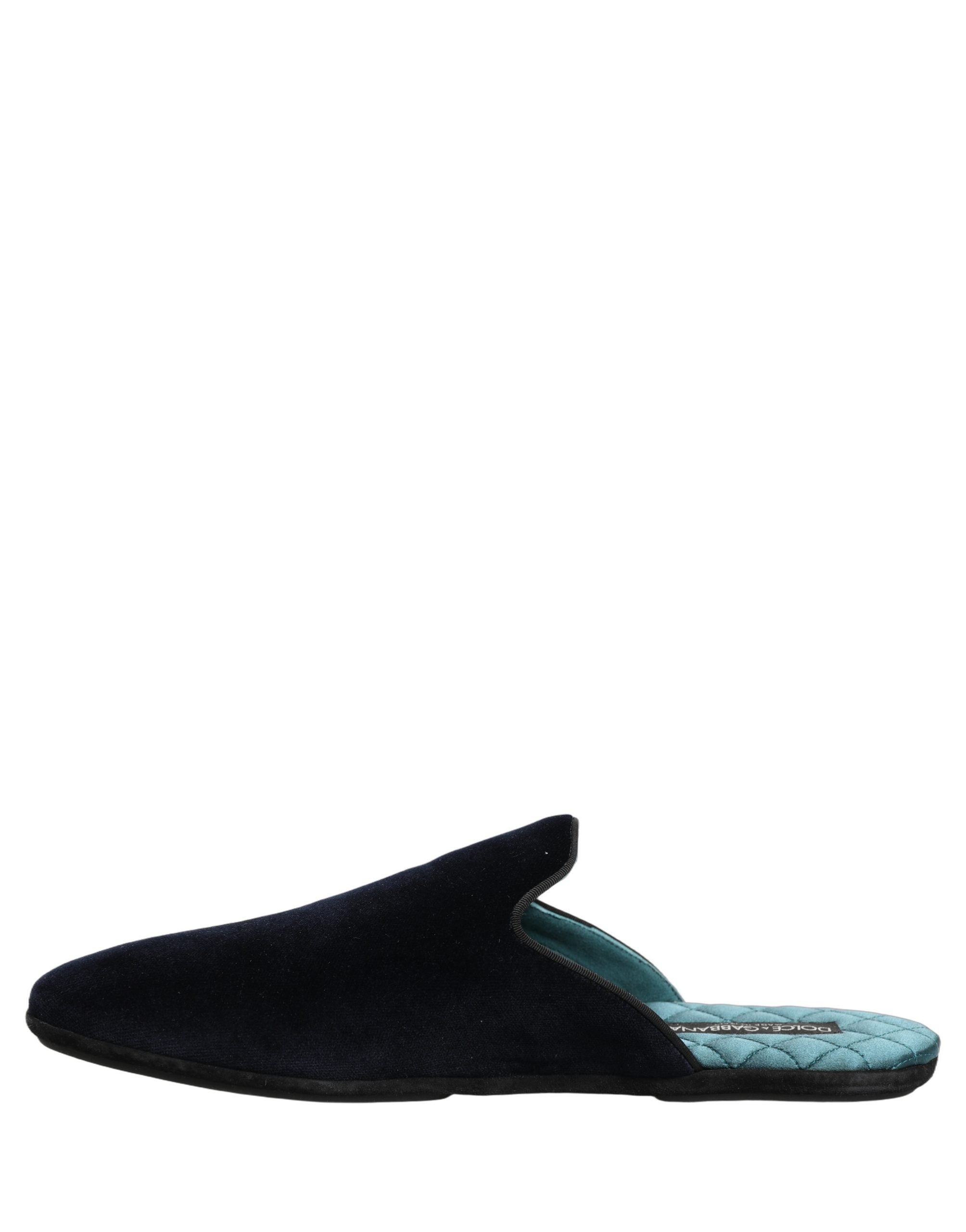 Dolce & Gabbana Dolce & Gabbana Dark Blue Suede Slides Flat Slipper Men Men's Shoes