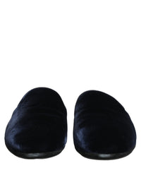 Dolce & Gabbana Dolce & Gabbana Dark Blue Suede Slides Flat Slipper Men Men's Shoes