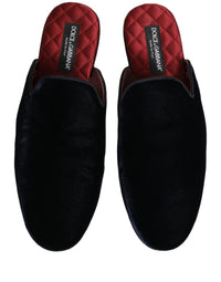 Dolce & Gabbana Dolce & Gabbana Dark Blue Suede Slides Flat Slipper Men Men's Shoes