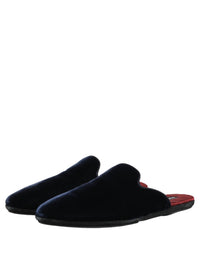 Dolce & Gabbana Dolce & Gabbana Dark Blue Suede Slides Flat Slipper Men Men's Shoes