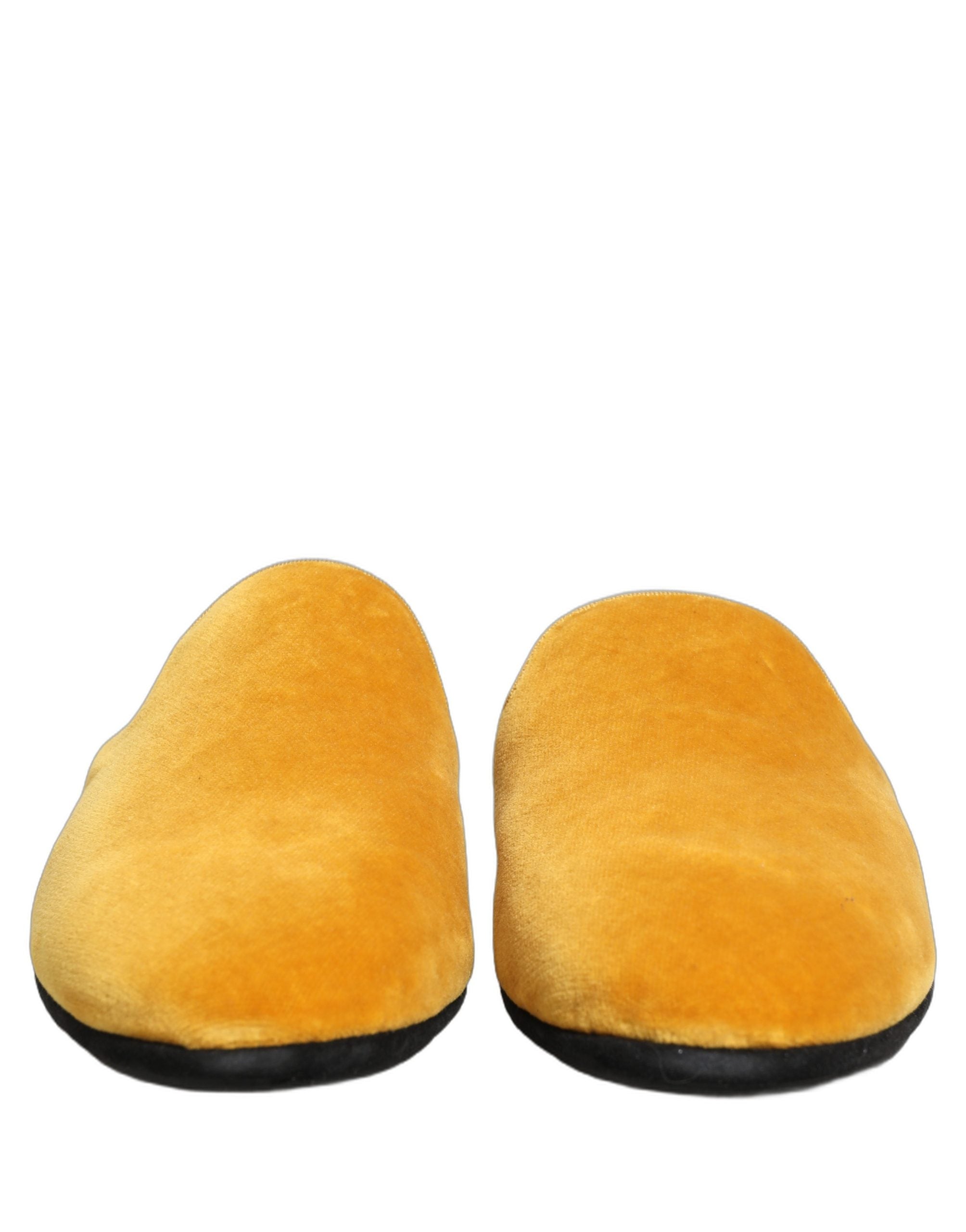 Dolce & Gabbana Dolce & Gabbana Yellow Suede Slides Flat Slipper Men Men's Shoes
