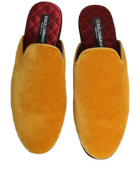 Dolce & Gabbana Dolce & Gabbana Yellow Suede Slides Flat Slipper Men Men's Shoes