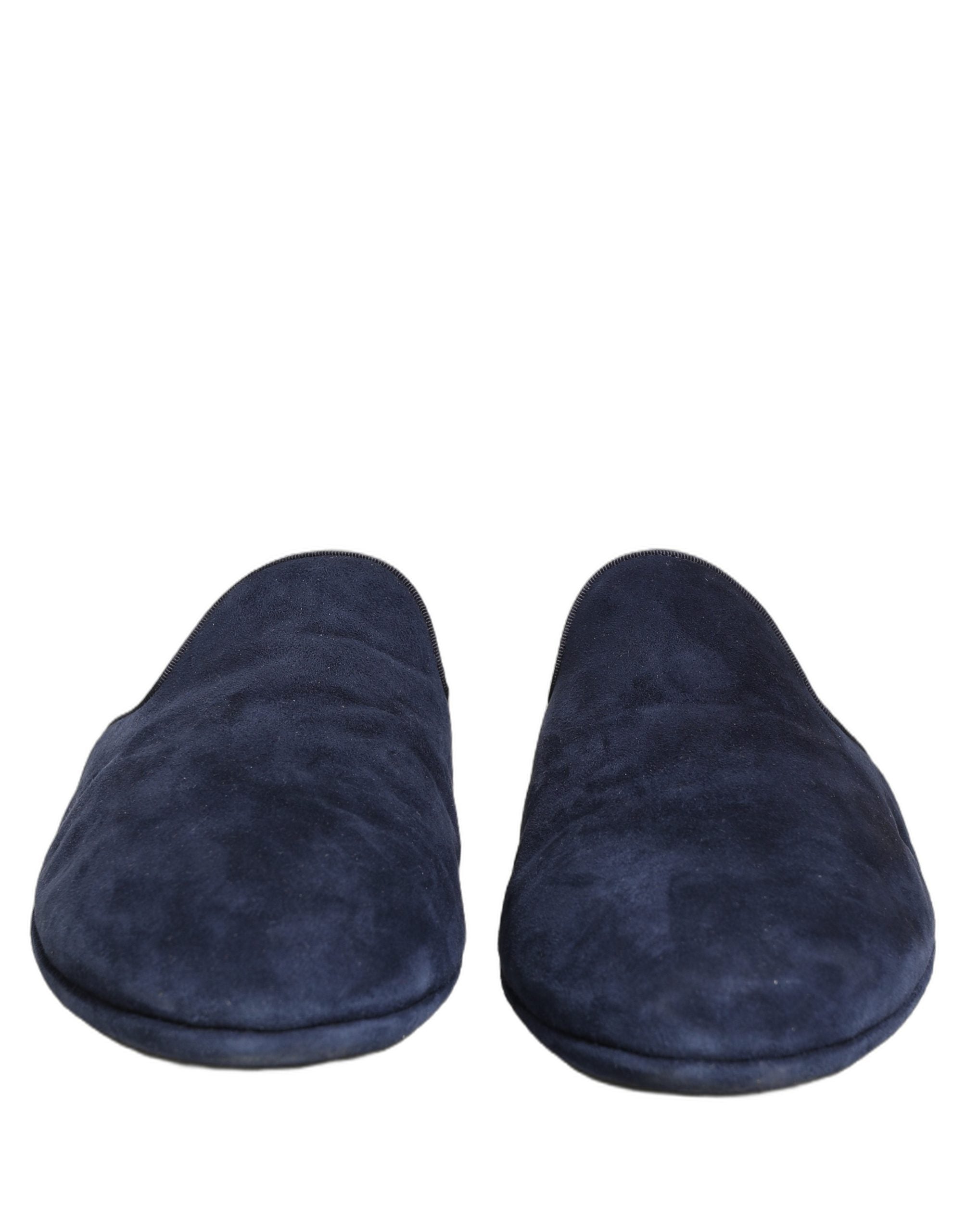 Dolce & Gabbana Dolce & Gabbana Blue Suede Slides Flat Slipper Men Men's Shoes
