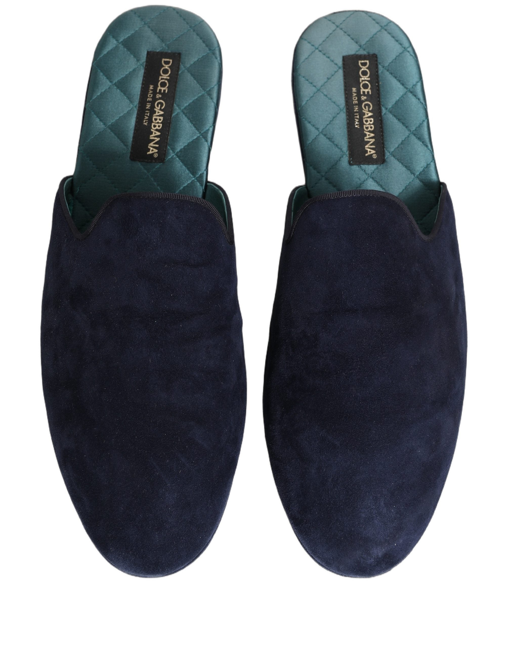 Dolce & Gabbana Dolce & Gabbana Blue Suede Slides Flat Slipper Men Men's Shoes