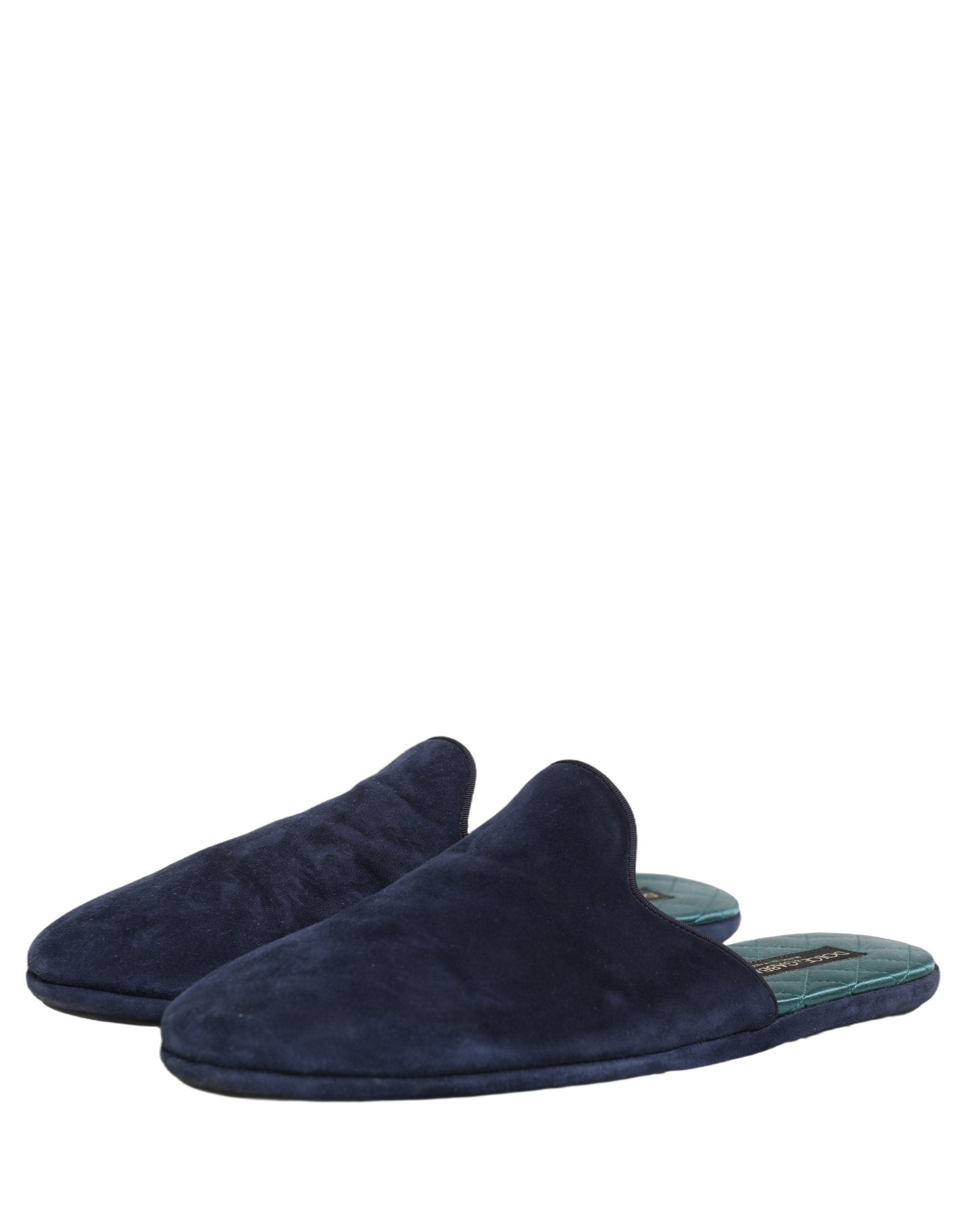 Dolce & Gabbana Dolce & Gabbana Blue Suede Slides Flat Slipper Men Men's Shoes
