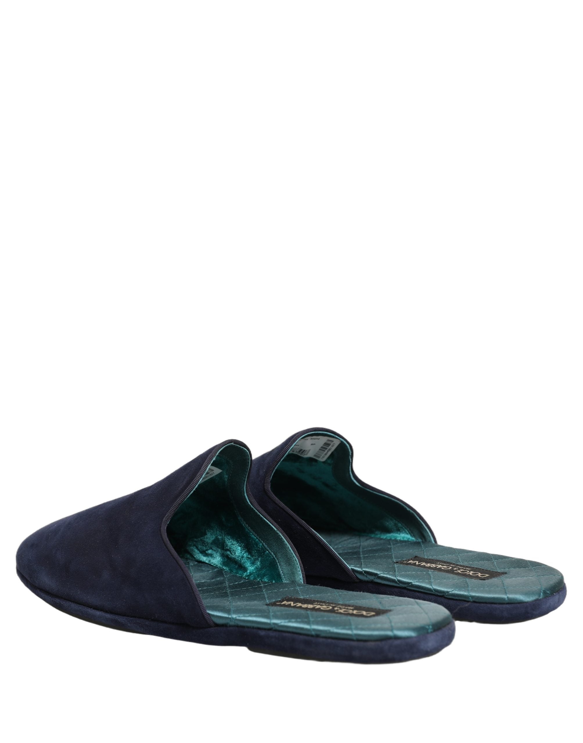 Dolce & Gabbana Dolce & Gabbana Blue Suede Slides Flat Slipper Men Men's Shoes