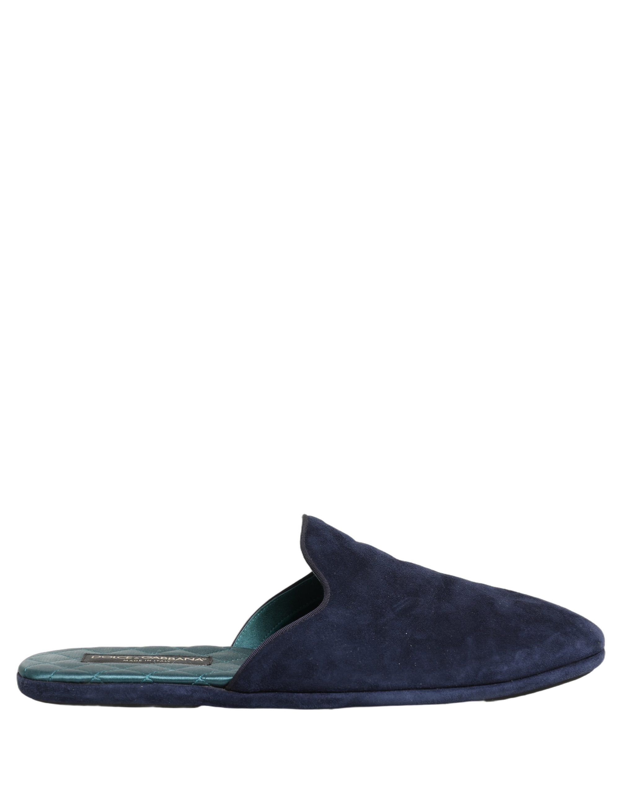 Dolce & Gabbana Dolce & Gabbana Blue Suede Slides Flat Slipper Men Men's Shoes