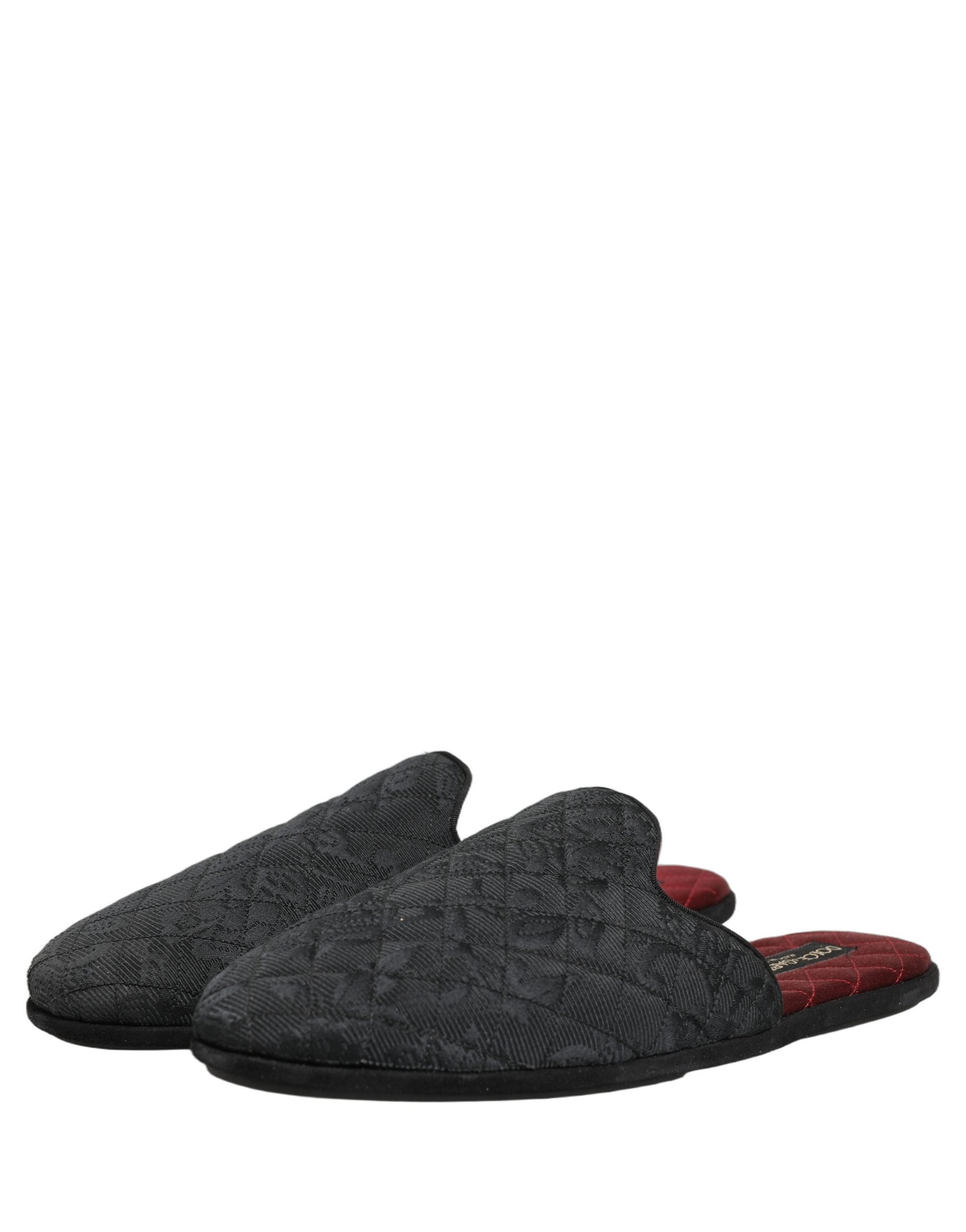 Dolce & Gabbana Dolce & Gabbana Black Floral Brocade Slides Slippers Men's Shoes