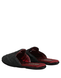 Dolce & Gabbana Dolce & Gabbana Black Floral Brocade Slides Slippers Men's Shoes