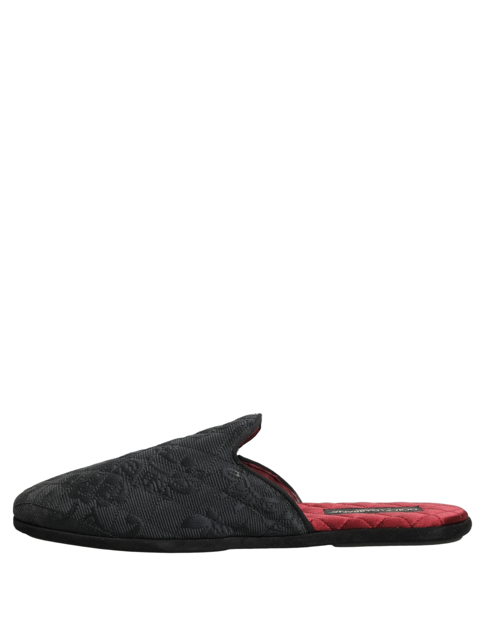 Dolce & Gabbana Dolce & Gabbana Black Floral Brocade Slides Slippers Men's Shoes