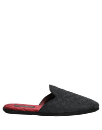 Dolce & Gabbana Dolce & Gabbana Black Floral Brocade Slides Slippers Men's Shoes
