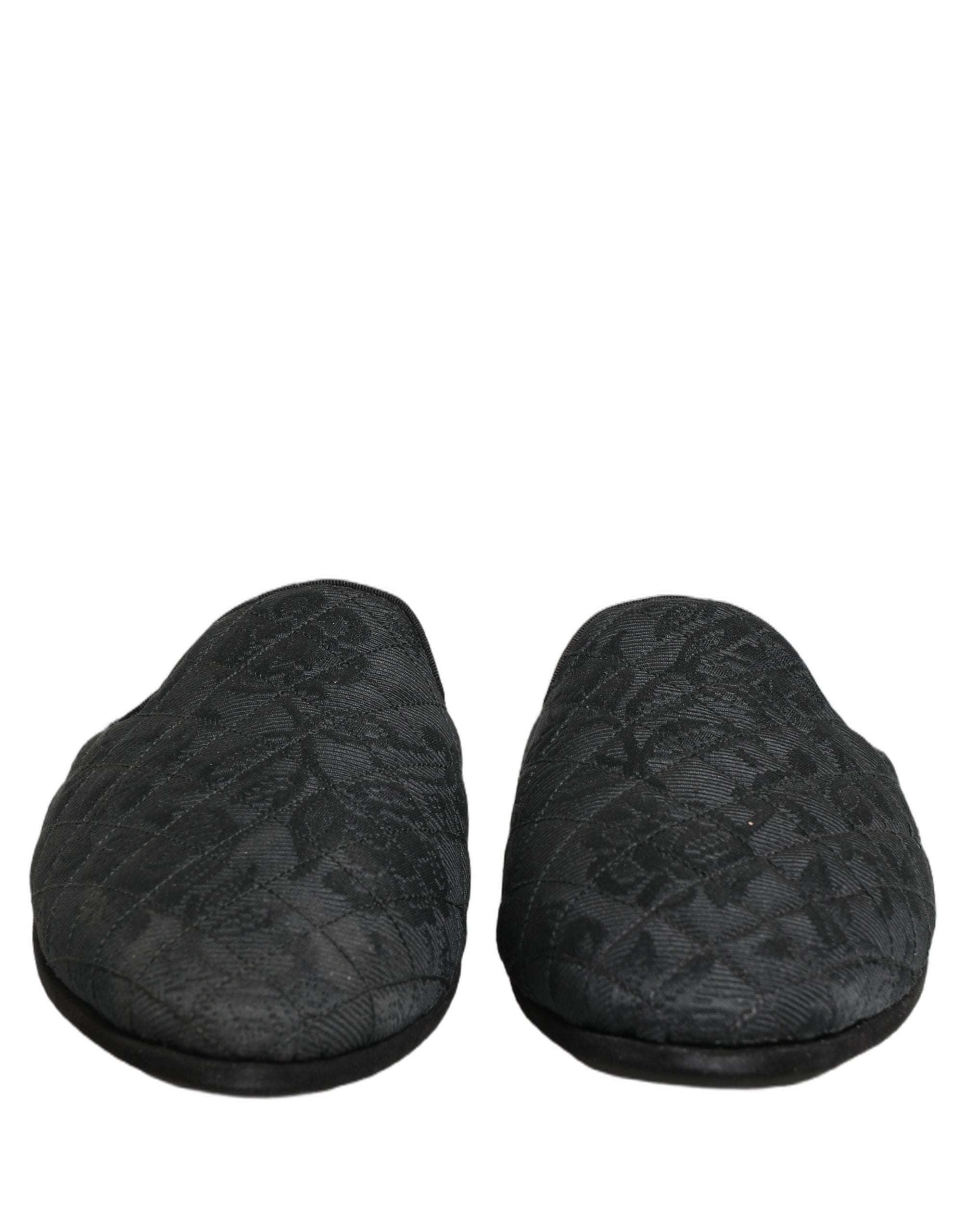 Dolce & Gabbana Dolce & Gabbana Black Floral Brocade Slides Slippers Men's Shoes