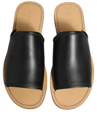 Dolce & Gabbana Dolce & Gabbana Brown Leather Slides Sandals Flats Men Men's Shoes