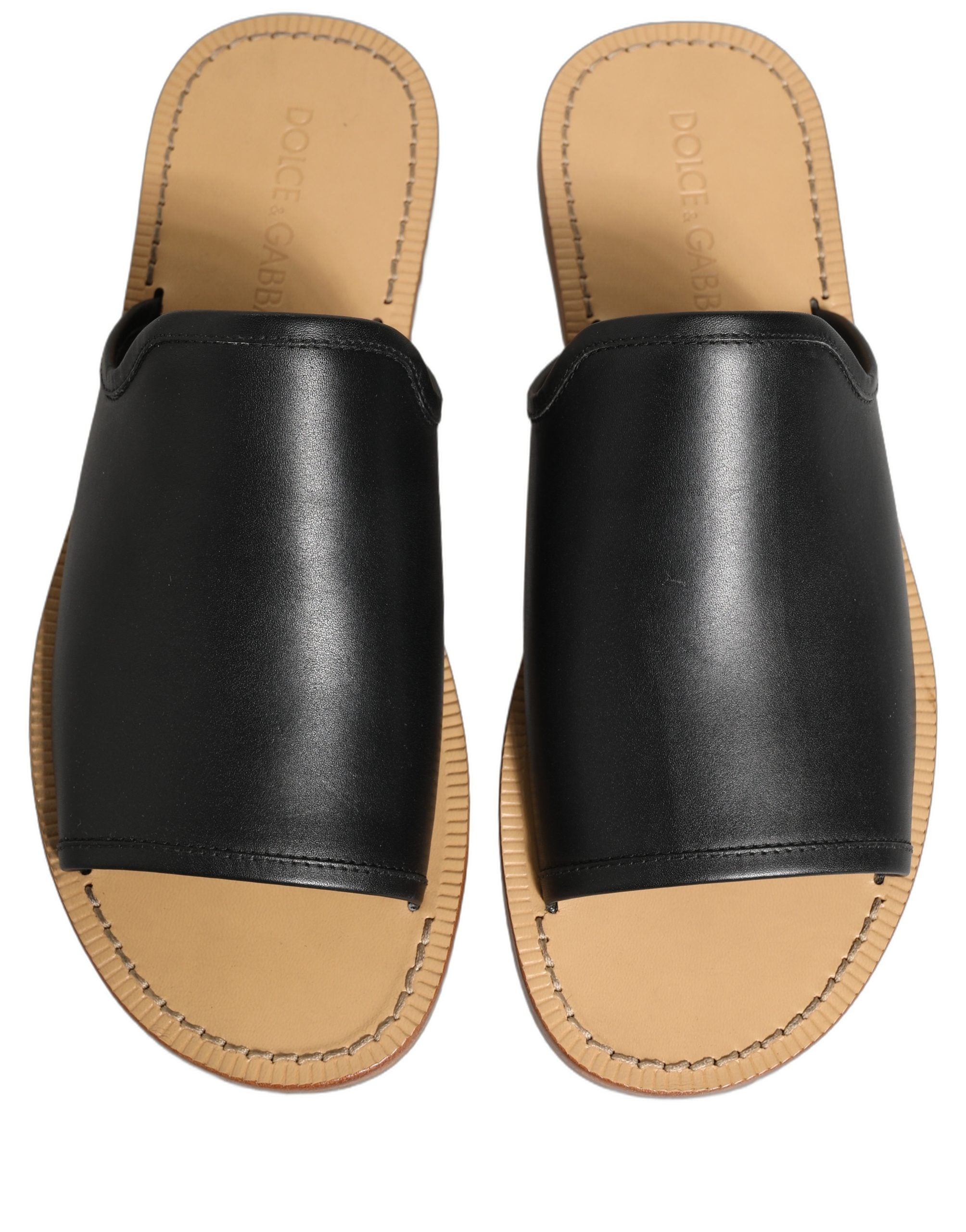 Dolce & Gabbana Dolce & Gabbana Brown Leather Slides Sandals Flats Men Men's Shoes