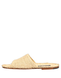 Dolce & Gabbana Dolce & Gabbana Beige Straw Raffia Slides Sandals Flats Men's Shoes