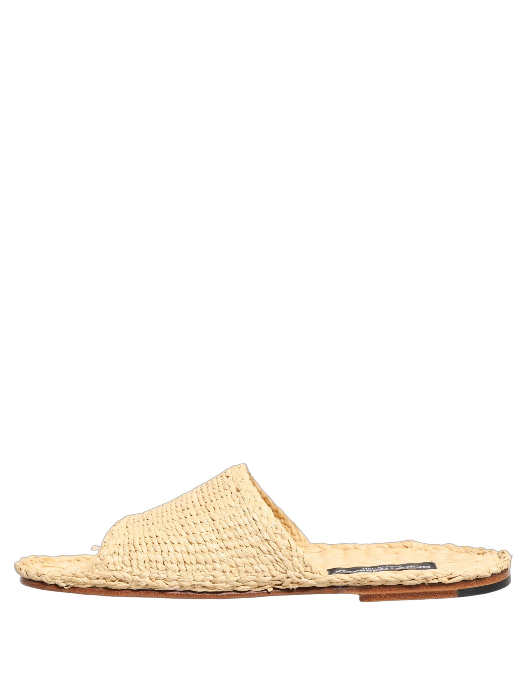 Dolce & Gabbana Dolce & Gabbana Beige Straw Raffia Slides Sandals Flats Men's Shoes