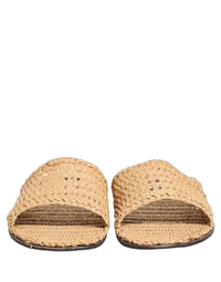 Dolce & Gabbana Dolce & Gabbana Beige Straw Raffia Slides Sandals Flats Men's Shoes
