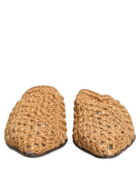 Dolce & Gabbana Dolce & Gabbana Beige Woven Straw Slides Sandals Flats Men's Shoes