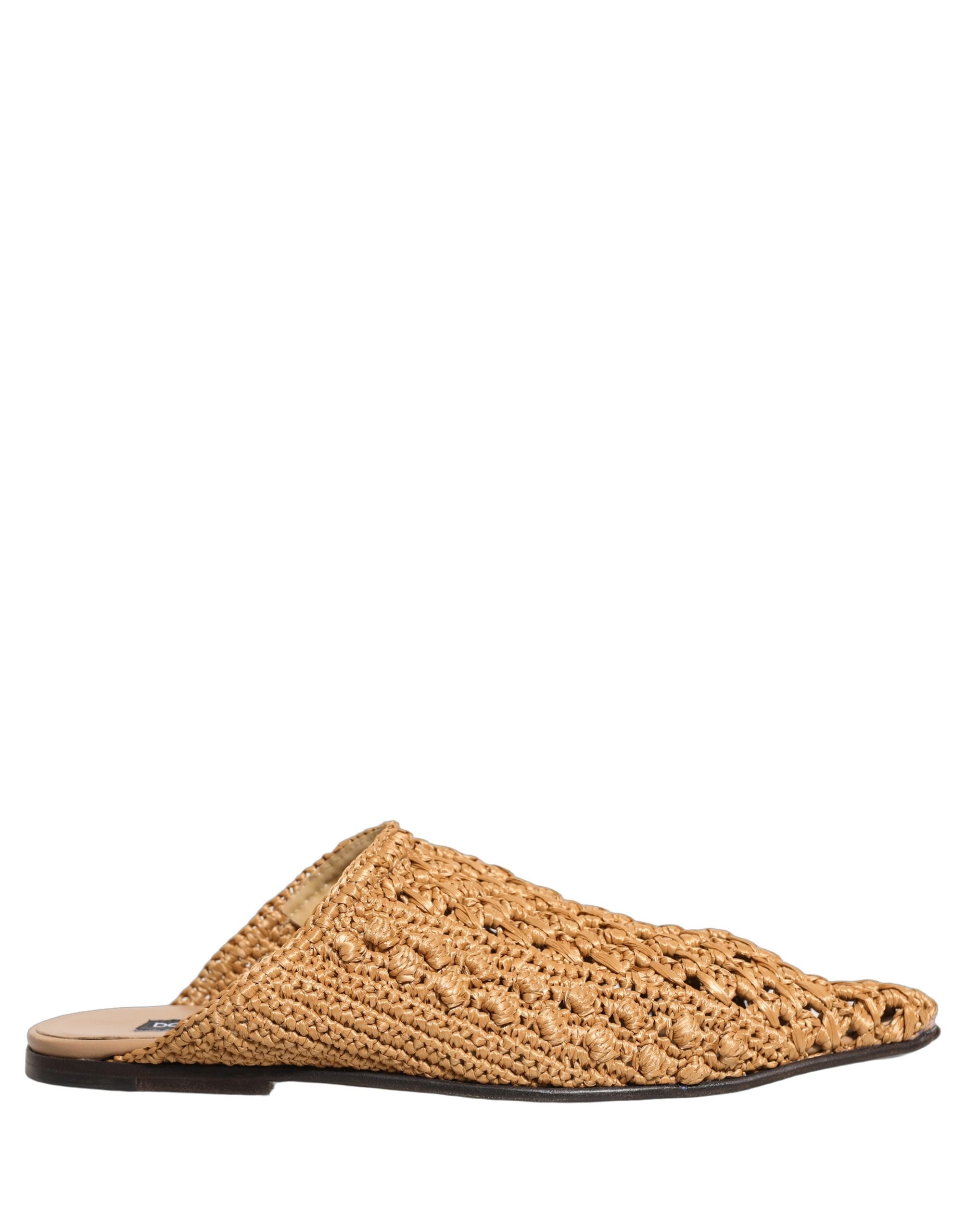 Dolce & Gabbana Dolce & Gabbana Beige Woven Straw Slides Sandals Flats Men's Shoes
