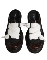 Dolce & Gabbana Dolce & Gabbana Brown Leather Slip On Flat Sandals Men Men's Shoes