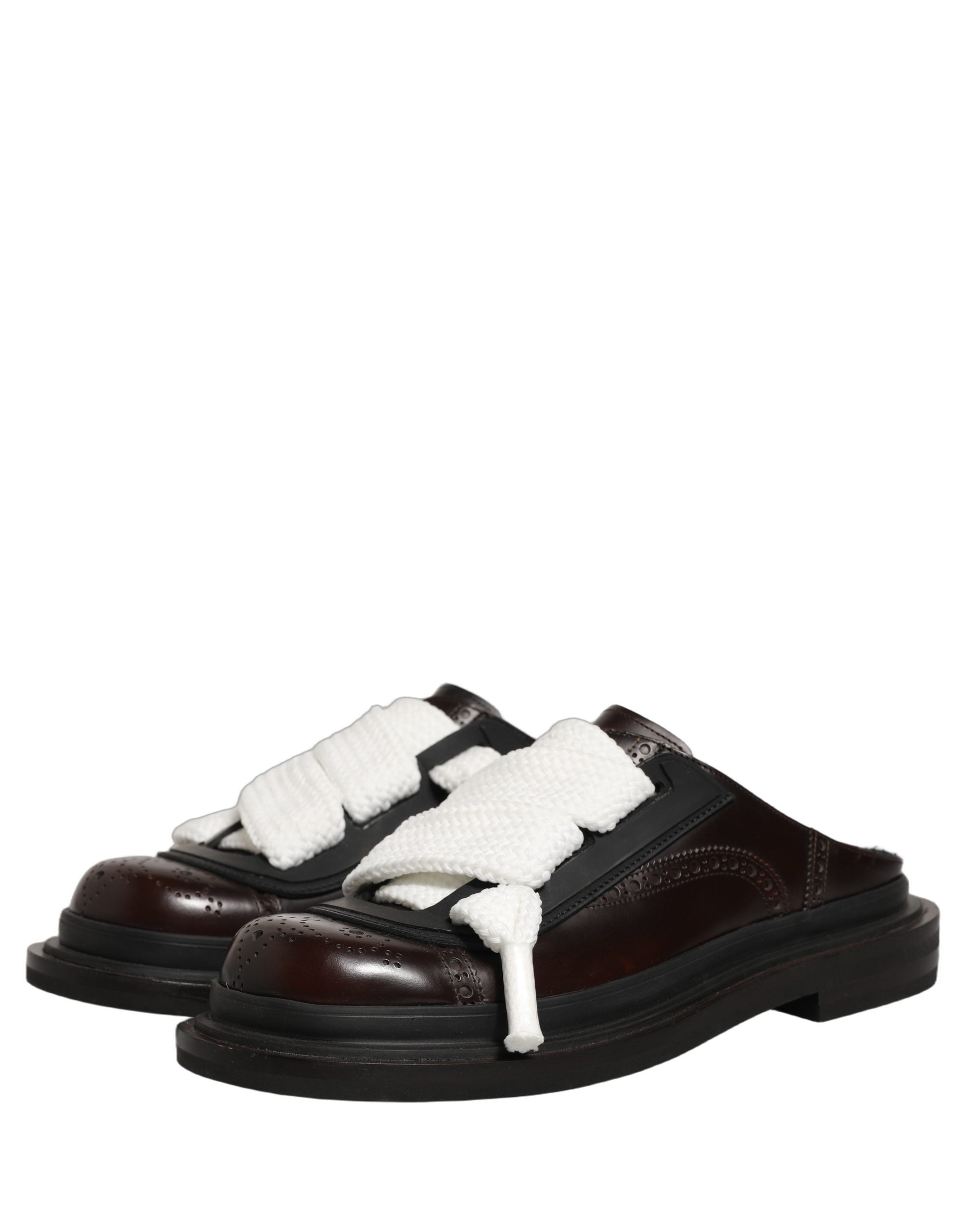 Dolce & Gabbana Dolce & Gabbana Brown Leather Slip On Flat Sandals Men Men's Shoes