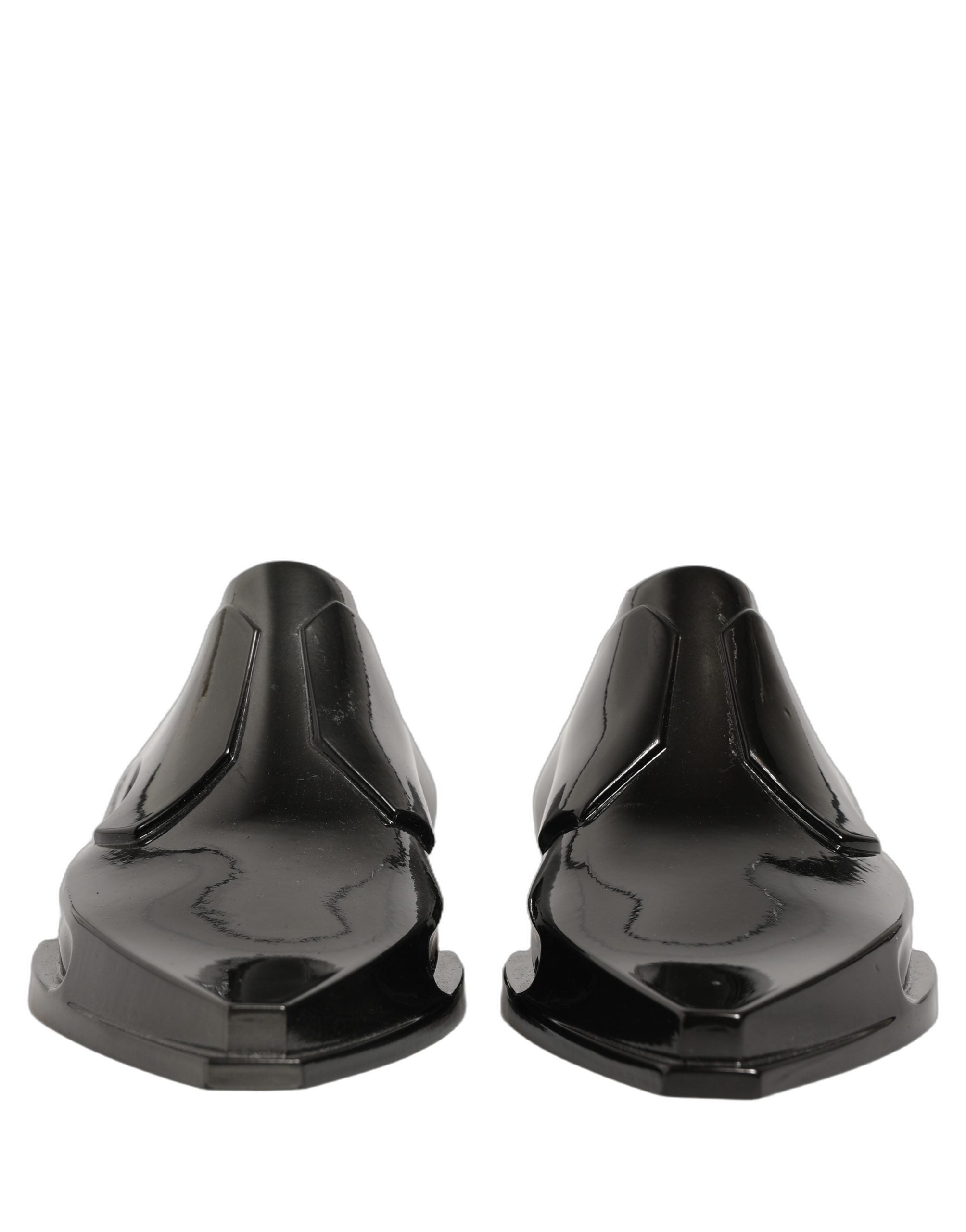 Dolce & Gabbana Dress Shiny Black Slip On Plastic Dress Men's Shoes