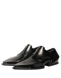Dolce & Gabbana Dress Shiny Black Slip On Plastic Dress Men's Shoes