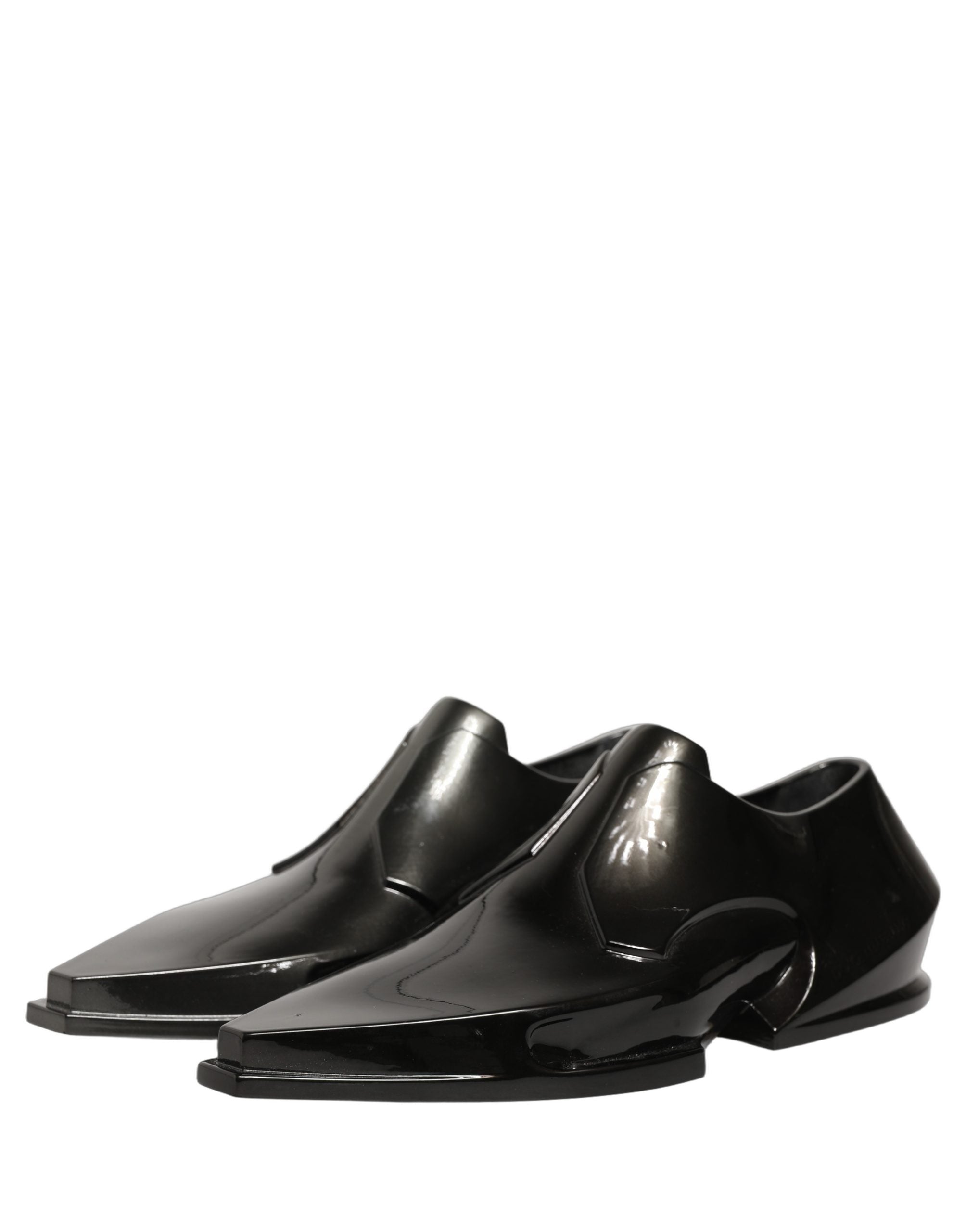 Dolce & Gabbana Dress Shiny Black Slip On Plastic Dress Men's Shoes