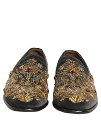 Dolce & Gabbana Black Velvet Embellished Dress Loafers Men's Shoes