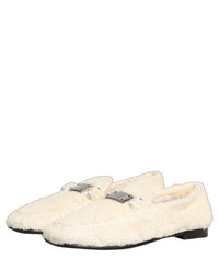 Dolce & Gabbana White Fur Shearling Men Dress Loafers Men's Shoes