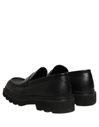 Dolce & Gabbana Black Calfskin Leather Men Dress Loafer Men's Shoes