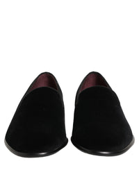 Dolce & Gabbana Black Velvet Loafers Formal Men Dress Men's Shoes