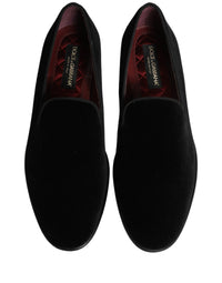 Dolce & Gabbana Black Velvet Loafers Formal Men Dress Men's Shoes