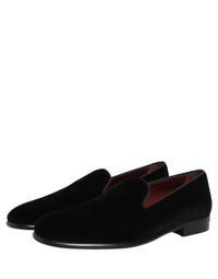 Dolce & Gabbana Black Velvet Loafers Formal Men Dress Men's Shoes