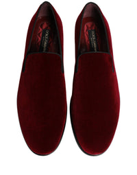 Dolce & Gabbana Maroon Velvet Slip On Men Dress Loafers Men's Shoes