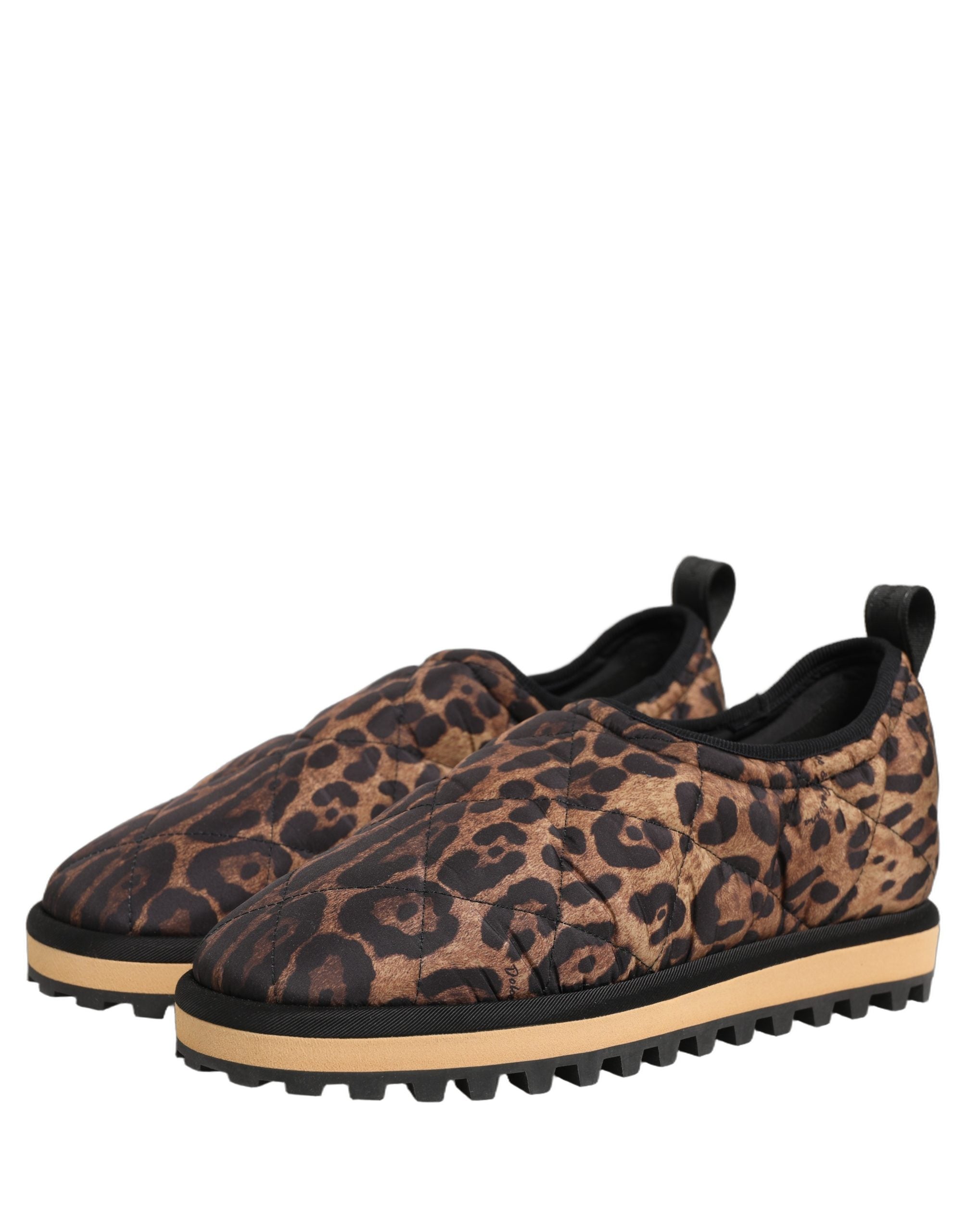 Dolce & Gabbana Dolce & Gabbana Brown Leopard Print Quilted Men Sneakers Men's Shoes