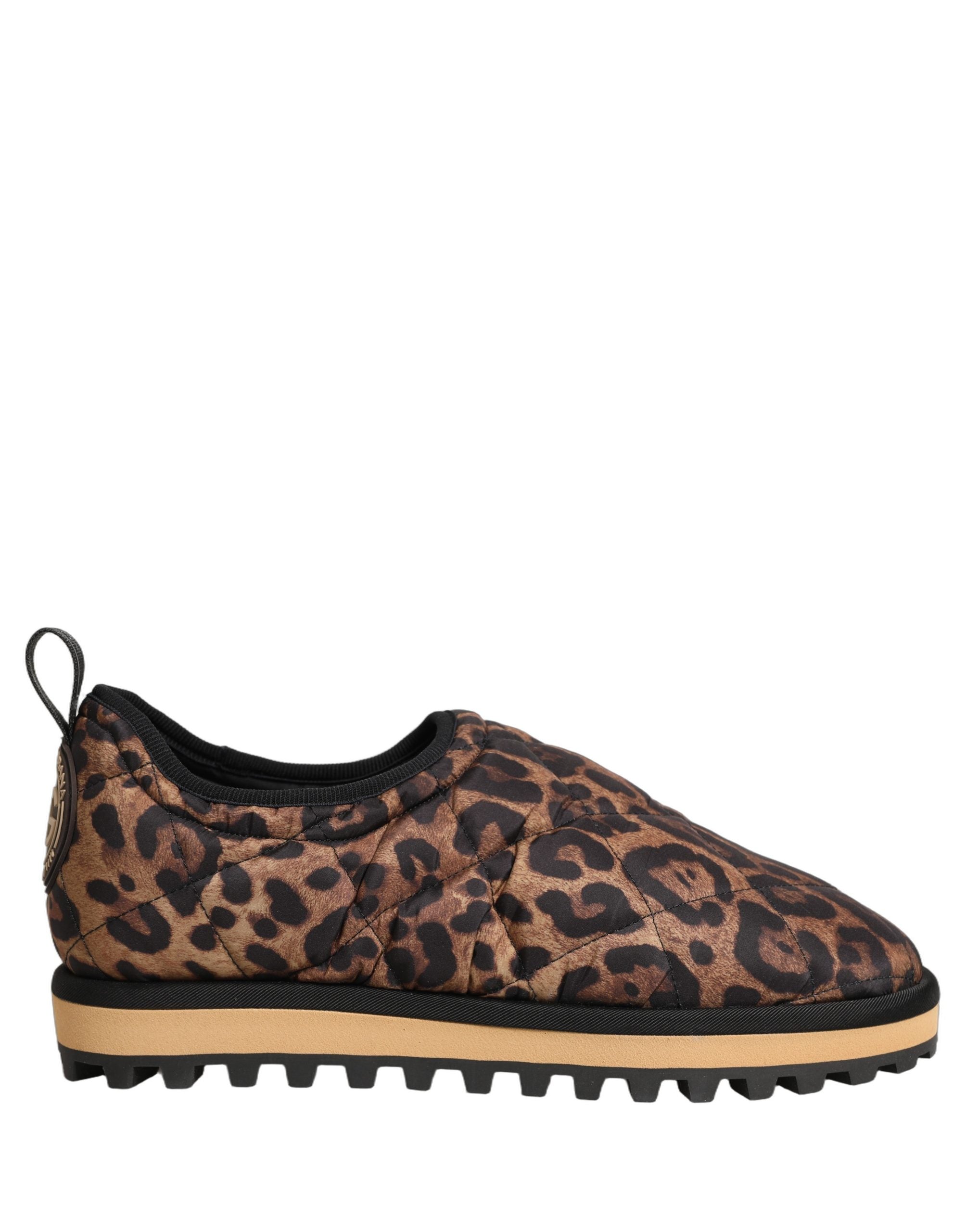 Dolce & Gabbana Dolce & Gabbana Brown Leopard Print Quilted Men Sneakers Men's Shoes