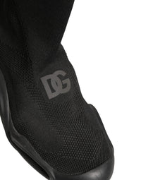 Dolce & Gabbana Black Slip On Wave Socks Men Sneakers Men's Shoes