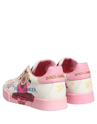 Dolce & Gabbana White Pink Portofino Royal Pig Sneakers Women's Shoes