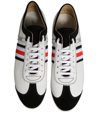 Dolce & Gabbana Black White Leather Suede Low Top Sneakers Women's Shoes