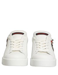 Dolce & Gabbana White Patch Calfskin Nappa Portofino Sneakers Women's Shoes