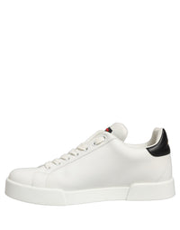 Dolce & Gabbana White Patch Calfskin Nappa Portofino Sneakers Women's Shoes