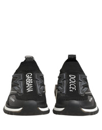 Dolce & Gabbana Black White Sorrento Slip-On Logo Sneakers Women's Shoes