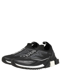 Dolce & Gabbana Black White Sorrento Slip-On Logo Sneakers Women's Shoes