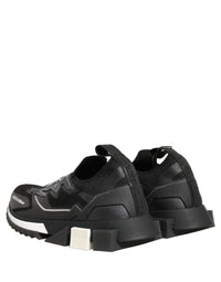 Dolce & Gabbana Black White Sorrento Slip-On Logo Sneakers Women's Shoes