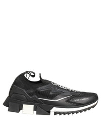 Dolce & Gabbana Black White Sorrento Slip-On Logo Sneakers Women's Shoes