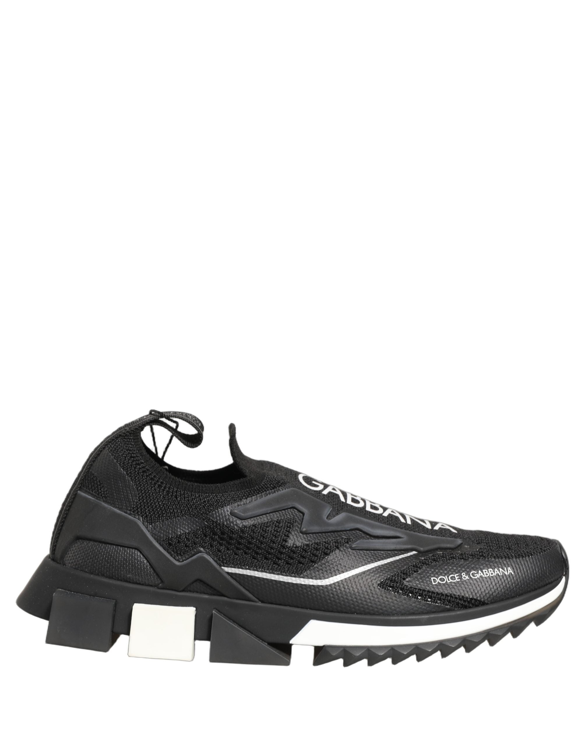 Dolce & Gabbana Black White Sorrento Slip-On Logo Sneakers Women's Shoes