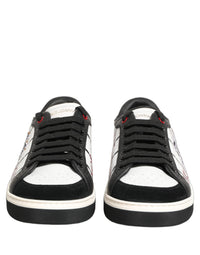 Dolce & Gabbana White Black DG Logo King Patch Low-Top Sneaker Men's Shoes